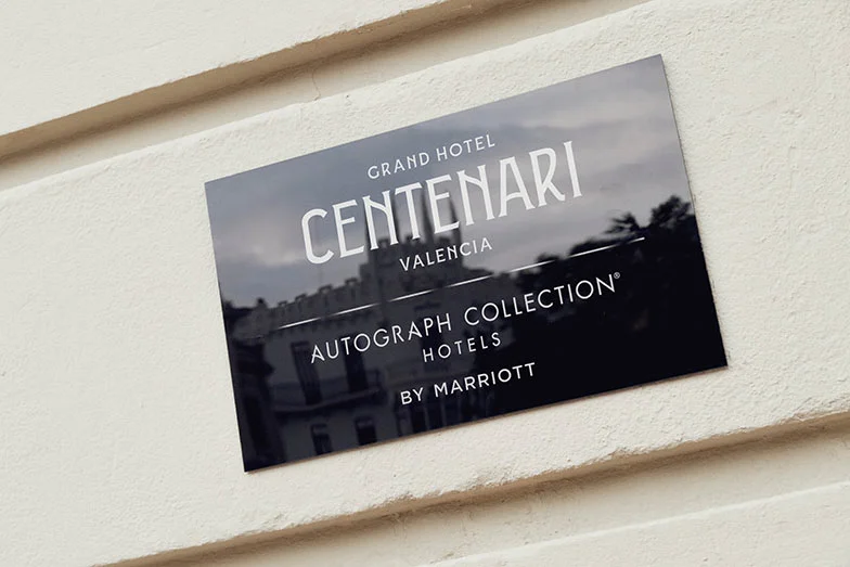 Placa oficial del Grand Hotel Centenari Valencia, Autograph Collection by Marriott, un proyecto de construcción hospitality ejecutado por la empresa constructora OCN