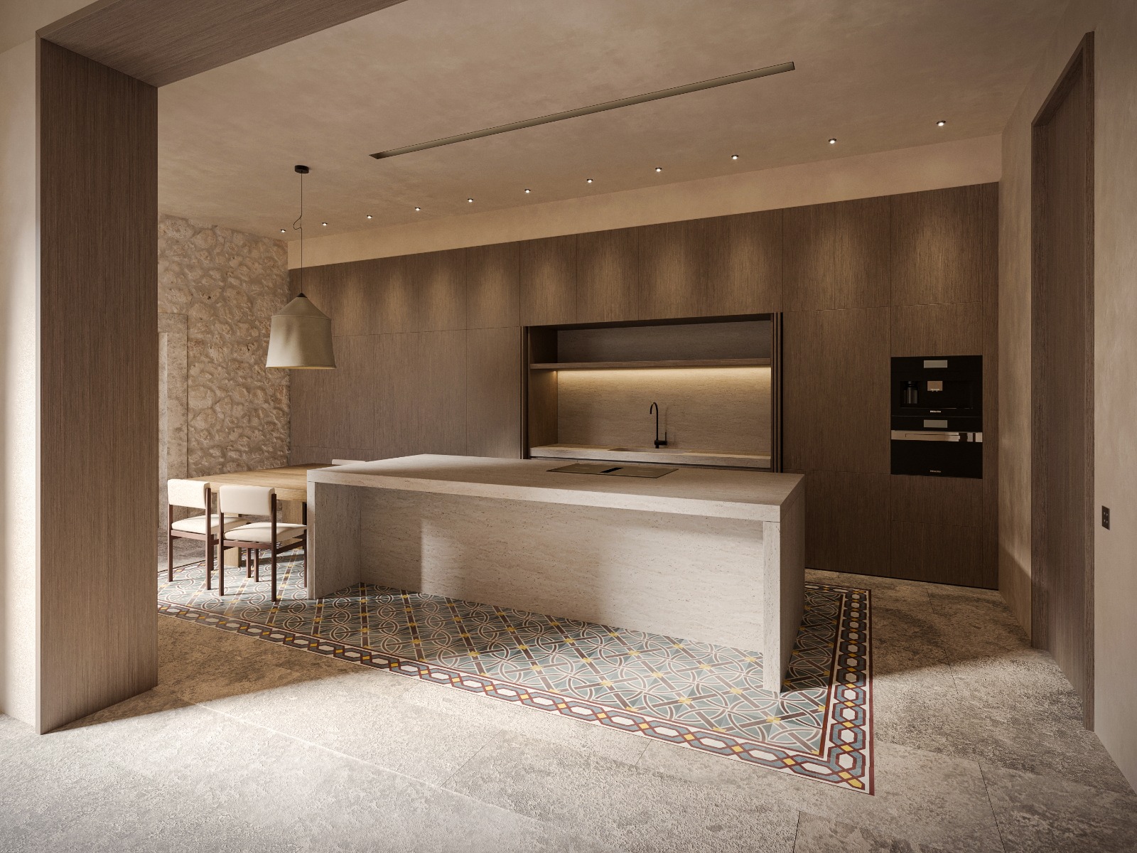 Interior con bóveda tradicional de Kahn Llompart, vivienda en Porreres, Mallorca