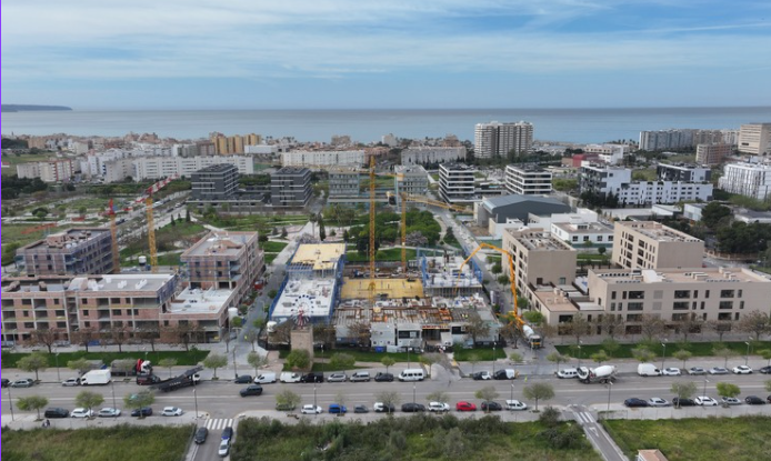 Vista aérea del proyecto XO Parq Residencial en Nou Llevant, Palma de Mallorca