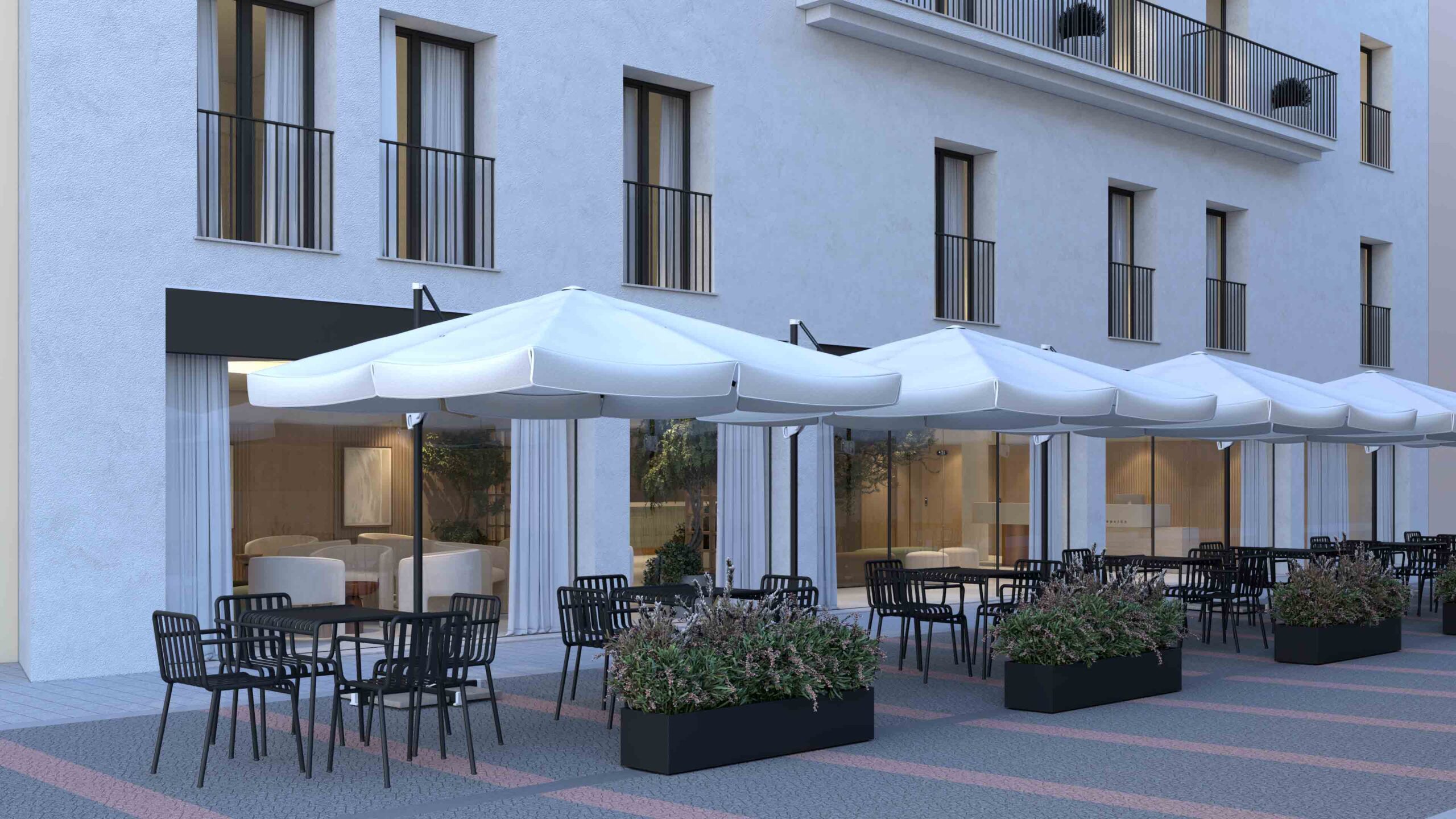 Fachada de acceso al Hotel Sofía, nuevo hotel de lujo en Gandía
